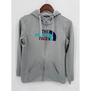The North Face Full Zip Hoodie Medium Gray Logo Fleece Jacket
